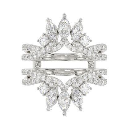 LADIES WRAP RING 2CT ROUND/MARQUISE DIAMOND 14K WHITE GOLD