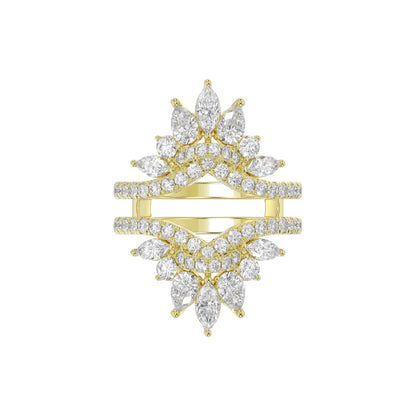 LADIES ENHANCERS RING 2 1/4CT ROUND/PEAR/MARQUISE DIAMOND 14K YELLOW GOLD