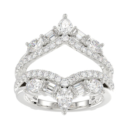 14K WHITE GOLD 1 3/4CT ROUND/EMERALD/PEAR/OVAL DIAMOND LADIES RING