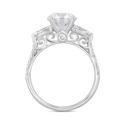 14K WHITE GOLD 2 3/4CT ROUND/PEAR DIAMOND LADIES RING (CENTER STONE ROUND DIAMOND 2CT )