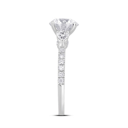 14K WHITE GOLD 2 3/4CT ROUND/PEAR DIAMOND LADIES RING (CENTER STONE ROUND DIAMOND 2CT )