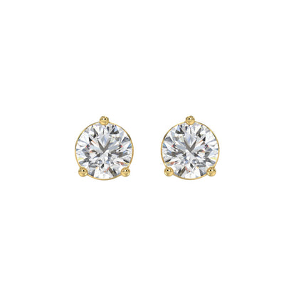 14K YELLOW GOLD 3CT ROUND DIAMOND LADIES SOLITAIRE EARRINGS (CENTER STONE  ROUND DIAMOND 1 1/2CT)
