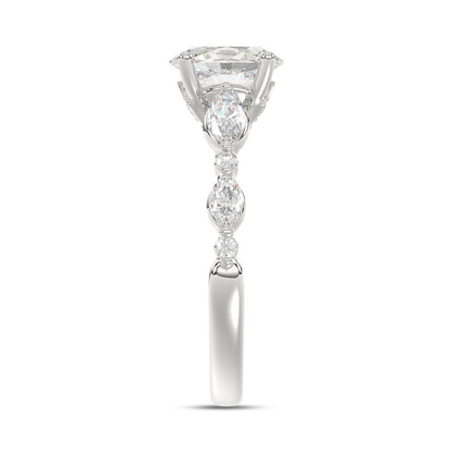 14K White Gold Oval Diamond Ring 1 1/2Ct With Round & Marquise Side Diamonds 1.00Ct Center Stone Oval Diamond For Women Fine Jewelry Gift For Her (Color F-G Clarity Vs1/Vs2)