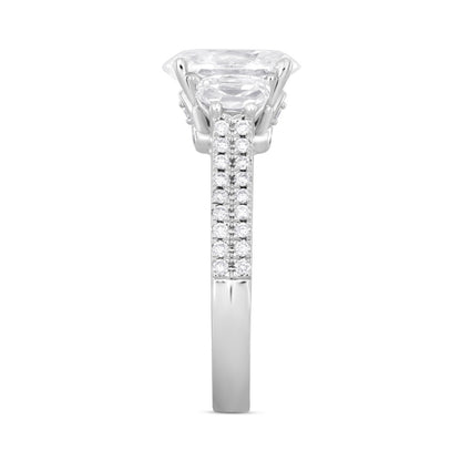 LADIES RING 3CT ROUND/OVAL/HALF MOON DIAMOND 14K WHITE GOLD (CENTER STONE OVAL DIAMOND 2CT )