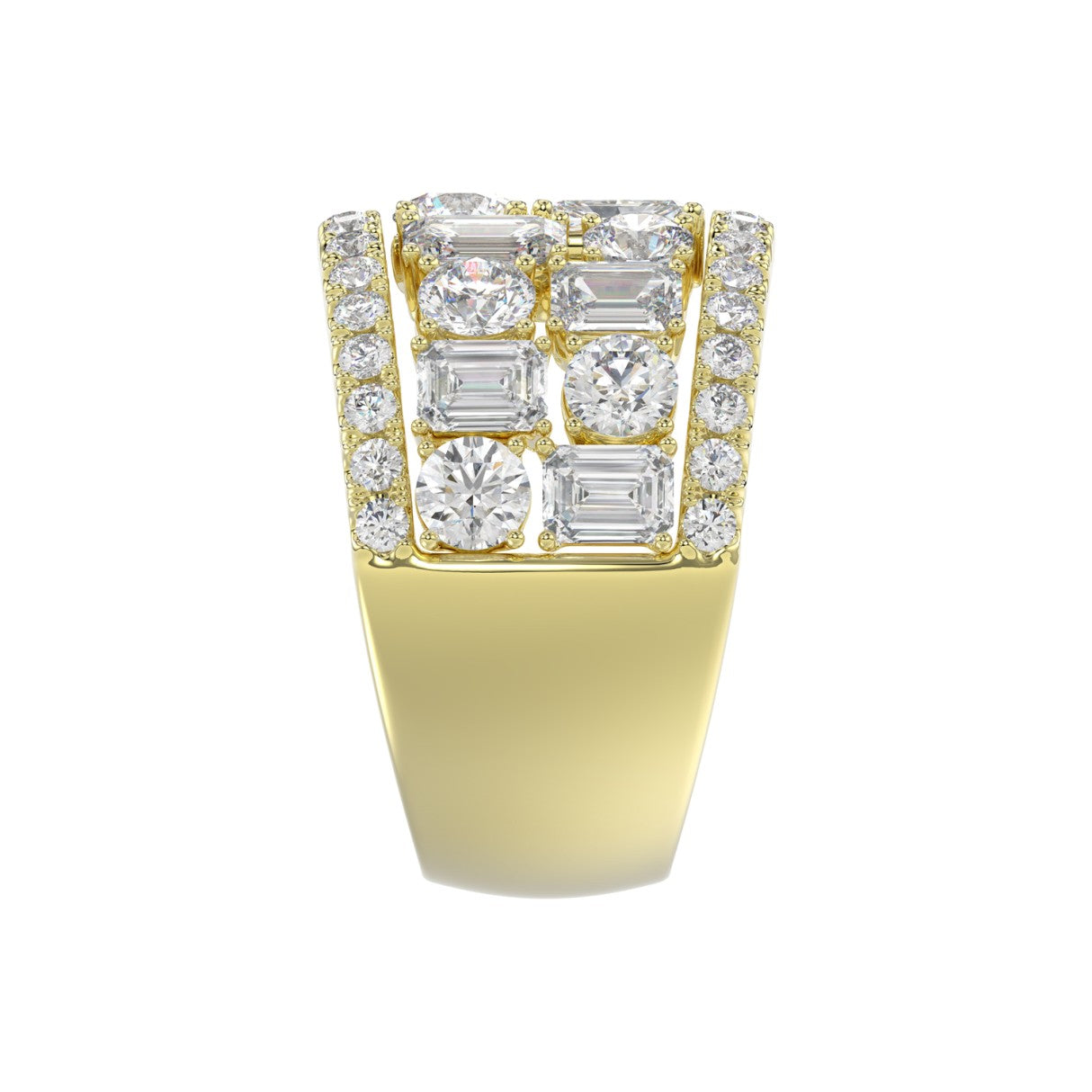 14K YELLOW GOLD 5.00CT ROUND/EMERALD DIAMOND LADIES BAND