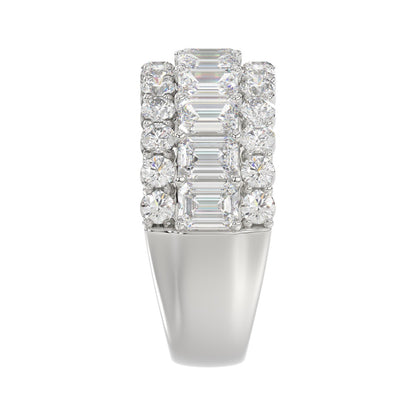 LADIES BAND 3 1/2CT ROUND/EMERALD DIAMOND 14K WHITE GOLD
