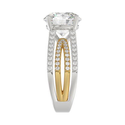 LADIES RING 3 5/8CT ROUND DIAMOND 14K WHITE/YELLOW GOLD (CENTER STONE ROUND DIAMOND 3CT )