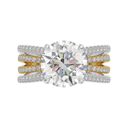 LADIES RING 3 5/8CT ROUND DIAMOND 14K WHITE/YELLOW GOLD (CENTER STONE ROUND DIAMOND 3CT )