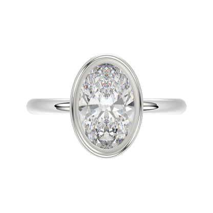 LADIES SOLITAIRE RING 3CT OVAL DIAMOND 14K WHITE GOLD (CENTER STONE OVAL DIAMOND 3CT )