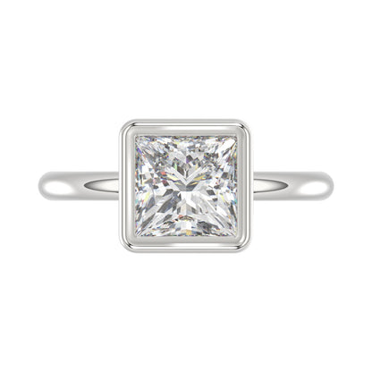 LADIES SOLITAIRE RING 3CT PRINCESS DIAMOND 14K WHITE GOLD (CENTER STONE PRINCESS DIAMOND 3CT )