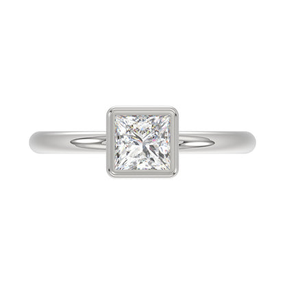 LADIES SOLITAIRE RING 1CT PRINCESS DIAMOND 14K WHITE GOLD (CENTER STONE PRINCESS DIAMOND 1CT )