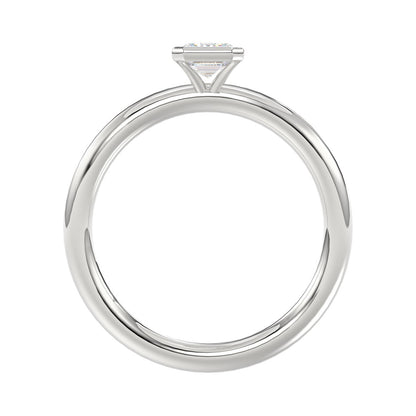 LADIES SOLITAIRE RING 1CT EMERALD DIAMOND 14K WHITE GOLD (CENTER STONE EMERALD DIAMOND 1CT )