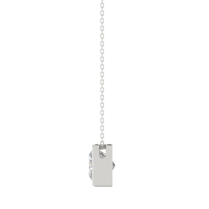 LADIES SOLITAIRE PENDANT 1CT PRINCESS DIAMOND 14K WHITE GOLD WITH CHAIN