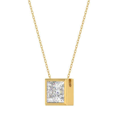 LADIES SOLITAIRE PENDANT 2CT PRINCESS DIAMOND 14K YELLOW GOLD