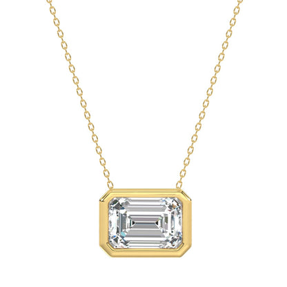 LADIES SOLITAIRE PENDANT 2CT EMERALD DIAMOND 14K YELLOW GOLD