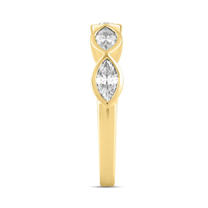 LADIES BAND 1CT MARQUISE DIAMOND 14K YELLOW GOLD