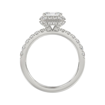 14K WHITE GOLD 4.00CT ROUND/EMERALD DIAMOND LADIES RING (CENTER STONE EMERALD DIAMOND 3.00CT)