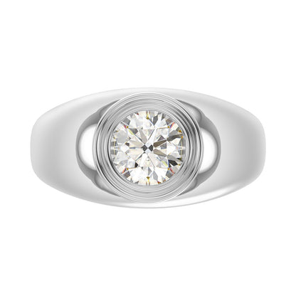 MEN'S RING 2CT ROUND DIAMOND 14K WHITE GOLD (CENTER STONE ROUND DIAMOND 2CT )