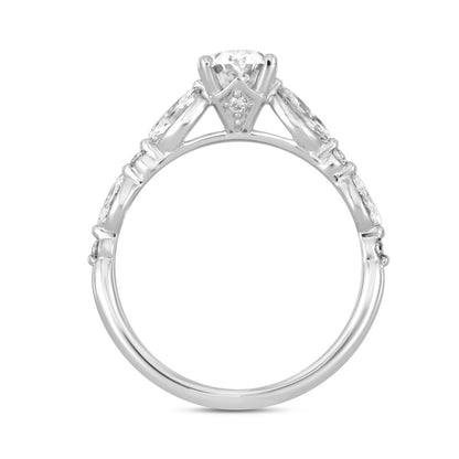 14K WHITE GOLD 2 1/2CT ROUND/OVAL/MARQUISE DIAMOND LADIES RING (CENTER STONE OVAL DIAMOND 2CT)
