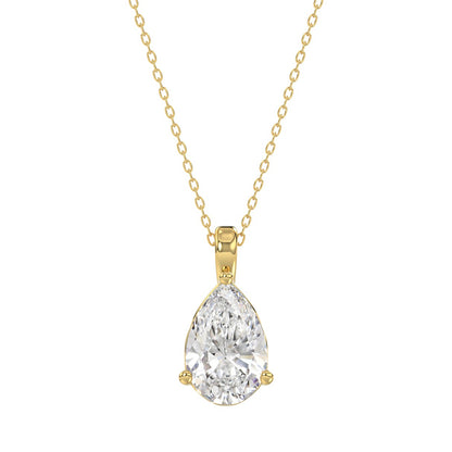 LADIES SOLITAIRE PENDANT 2 1/2CT PEAR DIAMOND 14K YELLOW GOLD 