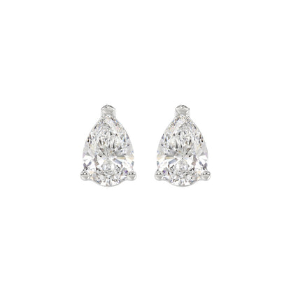LADIES SOLITAIRE EARRINGS 2 1/2CT PEAR DIAMOND 14K WHITE GOLD 