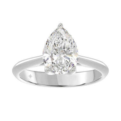 LADIES SOLITAIRE RING 2 1/2CT PEAR DIAMOND 14K WHITE GOLD 