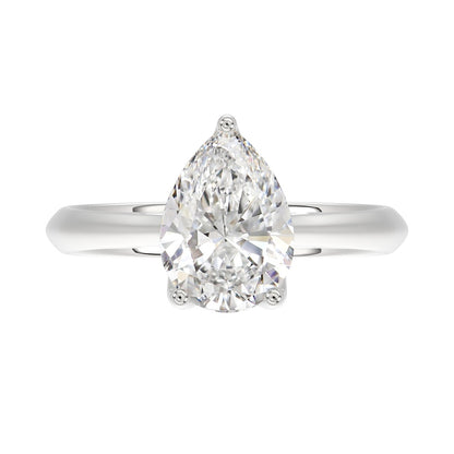 LADIES SOLITAIRE RING 2 1/2CT PEAR DIAMOND 14K WHITE GOLD 