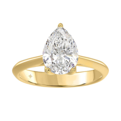 LADIES SOLITAIRE RING 2 1/2CT PEAR DIAMOND 14K YELLOW GOLD 
