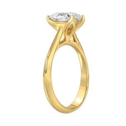 LADIES SOLITAIRE RING 2 1/2CT PEAR DIAMOND 14K YELLOW GOLD 