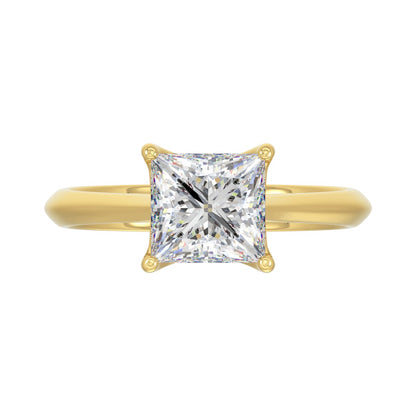 LADIES SOLITAIRE RING 2 1/2CT PRINCESS DIAMOND 14K YELLOW GOLD 