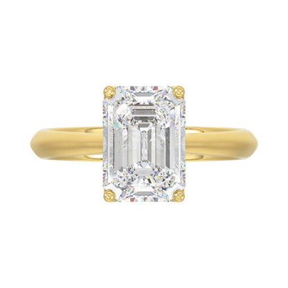 LADIES SOLITAIRE RING 4CT EMERALD DIAMOND 14K YELLOW GOLD 