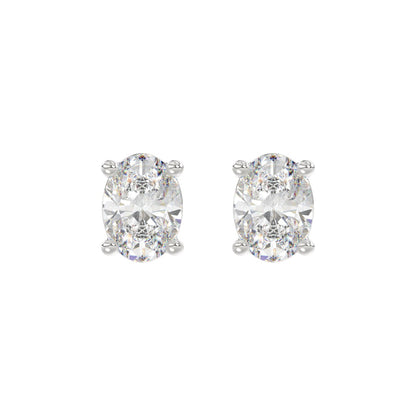 LADIES SOLITAIRE EARRINGS 4.00CT OVAL DIAMOND 14K WHITE GOLD (CENTER STONE OVAL DIAMOND 2.00CT)