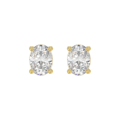 LADIES SOLITAIRE EARRINGS 4.00CT OVAL DIAMOND 14K YELLOW GOLD (CENTER STONE OVAL DIAMOND 2.00CT)