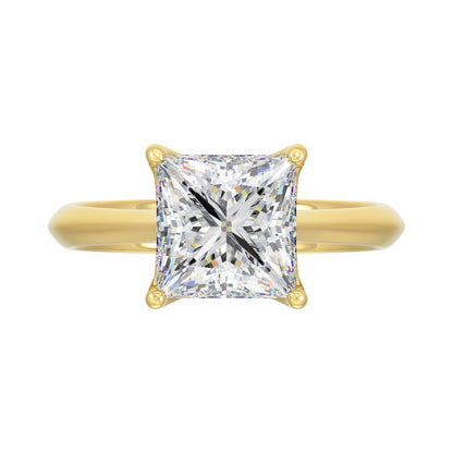 LADIES SOLITAIRE RING 4CT PRINCESS DIAMOND 14K YELLOW GOLD 