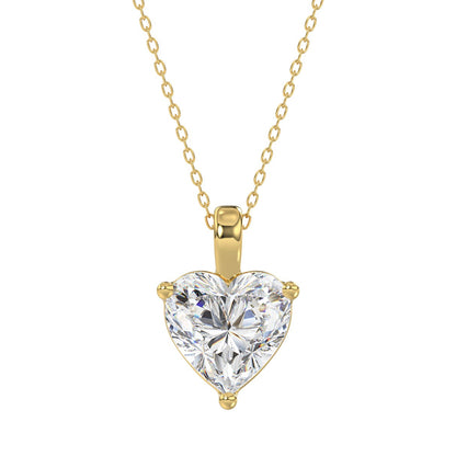 LADIES SOLITAIRE PENDANT 4.00CT HEART DIAMOND 14K YELLOW GOLD 