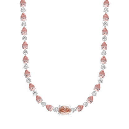 LADIES NECKLACE 15CT ROUND/PEAR/OVAL DIAMOND 14K WHITE/ROSE GOLD 