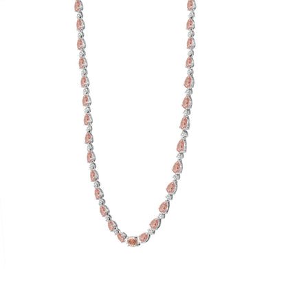 LADIES NECKLACE 15CT ROUND/PEAR/OVAL DIAMOND 14K WHITE/ROSE GOLD 