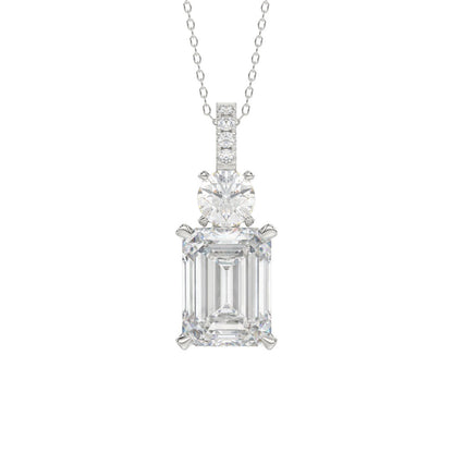 LADIES PENDANT 1 3/4CT ROUND/EMERALD DIAMOND 14K WHITE GOLD (CENTER STONE EMERALD DIAMOND 1 1/2CT)