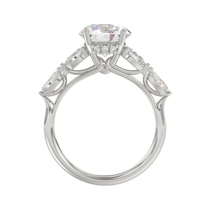 LADIES RING 2 1/2CT ROUND/PEAR/MARQUISE DIAMOND 14K WHITE GOLD (CENTER STONE ROUND DIAMOND 2.00CT)