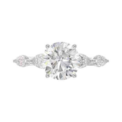 LADIES RING 2 1/2CT ROUND/PEAR/MARQUISE DIAMOND 14K WHITE GOLD (CENTER STONE ROUND DIAMOND 2.00CT)