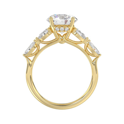 LADIES RING 2 1/2CT ROUND/PEAR/MARQUISE DIAMOND 14K YELLOW GOLD (CENTER STONE ROUND DIAMOND 2.00CT)