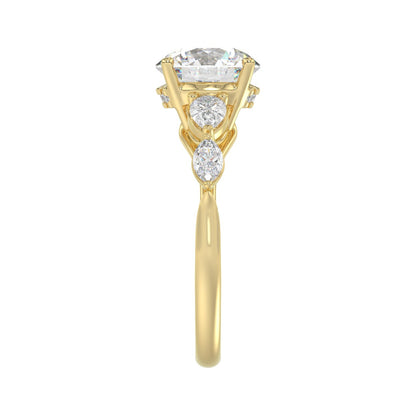 LADIES RING 2 1/2CT ROUND/PEAR/MARQUISE DIAMOND 14K YELLOW GOLD (CENTER STONE ROUND DIAMOND 2.00CT)