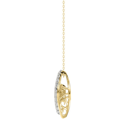 LADIES DANCING DIAMOND PENDANT WITH CHAIN 3/4CT ROUND/PEAR DIAMOND 14K YELLOW GOLD (CENTER STONE PEAR DIAMOND 1/2CT)