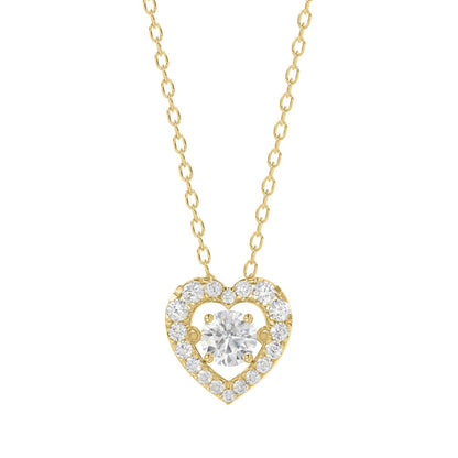 LADIES DANCING DIAMOND PENDANT WITH CHAIN 3/4CT ROUND DIAMOND 14K YELLOW GOLD (CENTER STONE ROUND DIAMOND 1/2CT)