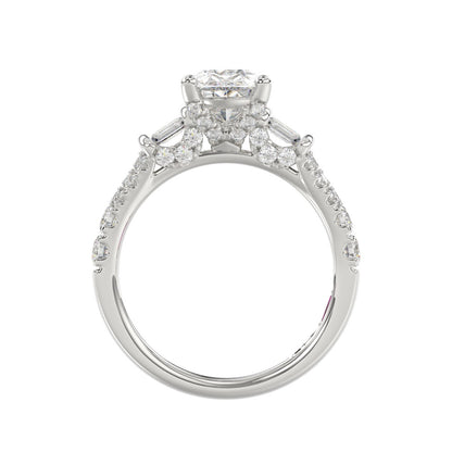 21K PLATINUM LADIES RING 2 3/4CT ROUND/PEAR/BAGUETTE DIAMOND (CENTER STONE PEAR DIAMOND 2CT)