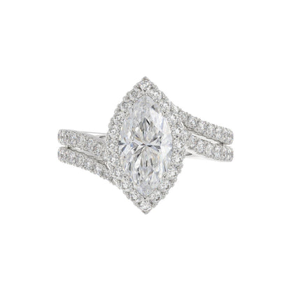 14K WHITE GOLD 2 3/4CT ROUND/MARQUISE DIAMOND LADIES RING (CENTER STONE MARQUISE DIAMOND 2CT)