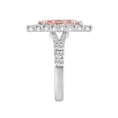 ETERNAL BLUSH COLLECTION 14K WHITE GOLD 3 1/4CT ROUND/MARQUISE DIAMOND LADIES RING  (CENTER STONE PINK MARQUISE DIAMOND 2CT)