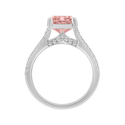 ETERNAL BLUSH COLLECTION 14K WHITE GOLD 4 1/2CT ROUND/PRINCESS/ PINK CUSHION DIAMOND LADIES BRIDAL SET (CENTER STONE PINK CUSHION DIAMOND 3CT)