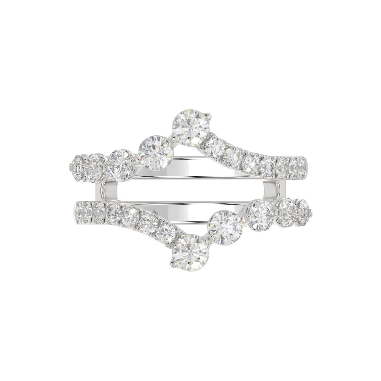 14K WHITE GOLD 1.00CT ROUND DIAMOND LADIES WRAP RING