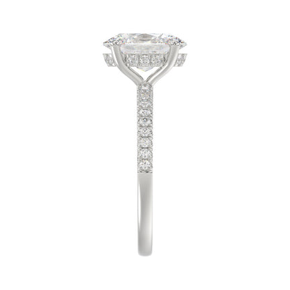 14K WHITE GOLD 2 1/5CT ROUND/OVAL DIAMOND LADIES RING (CENTER STONE OVAL DIAMOND 2CT)